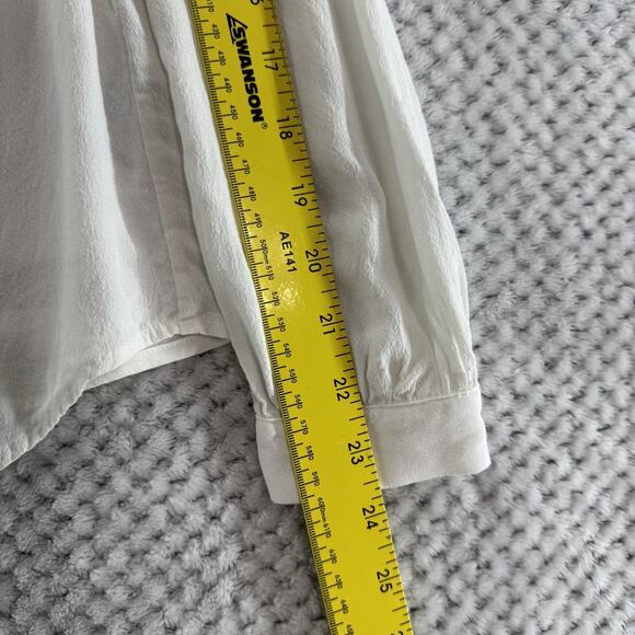 Boden Top Womens US10R Ivory Viscose Sheer Shoulders Long Sleeves Button Front - Picture 13 of 16